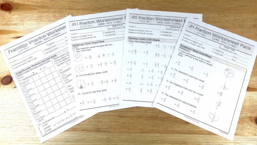 fraction worksheets