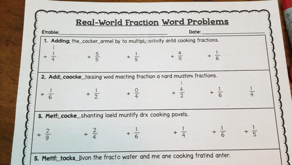 fraction worksheets