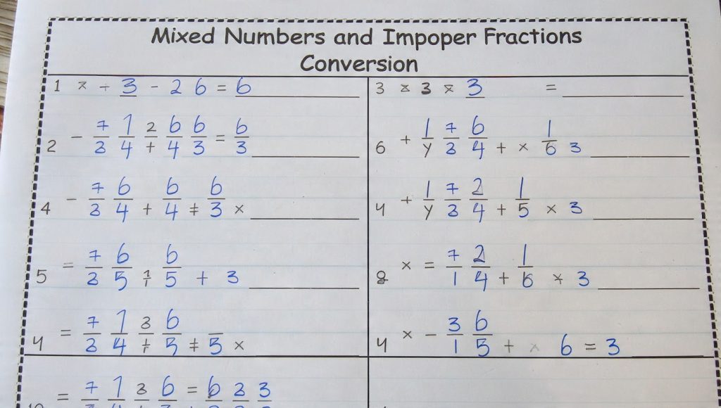 fraction worksheets